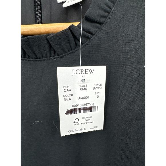 J. Crew Ruffleneck suiting dress in Black Size 0 Sheath Dress - Picture 6 of 9